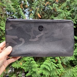 Lululemon athletica Textured Black Dark Khaki Camo Double Zippered Long Wallet